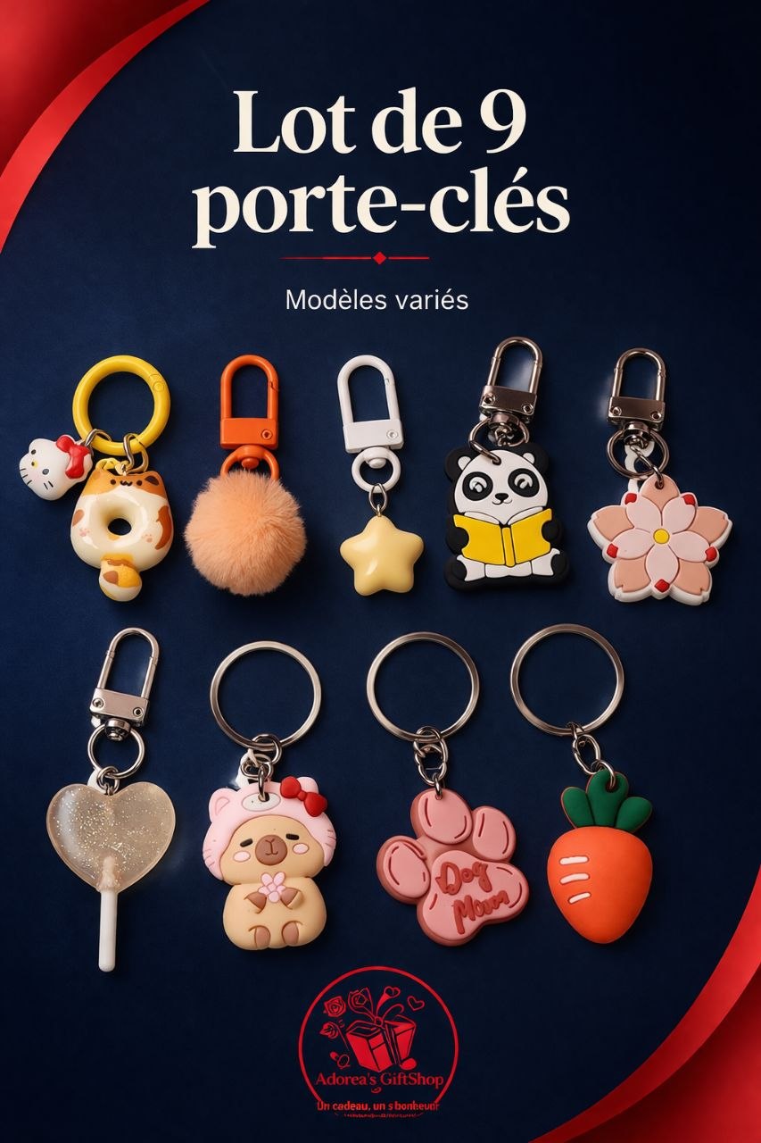 Lot de 9 portes clefs