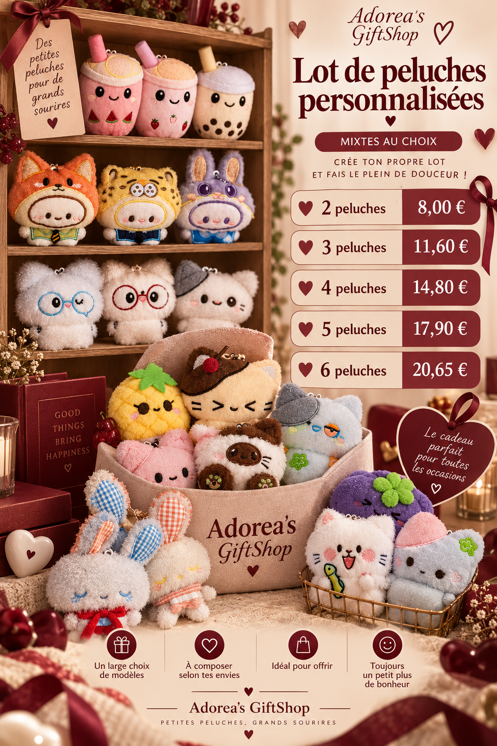 Lot de peluches Personnalisé